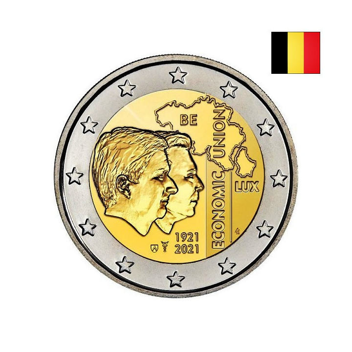 Belgium 2 Euro 2021 "Economic Union" BU (Dutch, Coin Card)