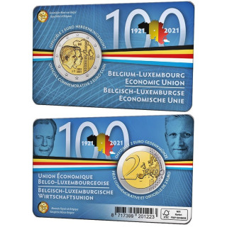 Belgium 2 Euro 2021 "Economic Union" BU (Dutch, Coin Card)