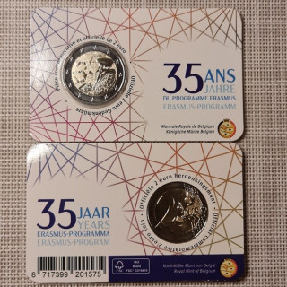 Belgium 2 Euro 2022 "Erasmus" BU (French, Coin Card)