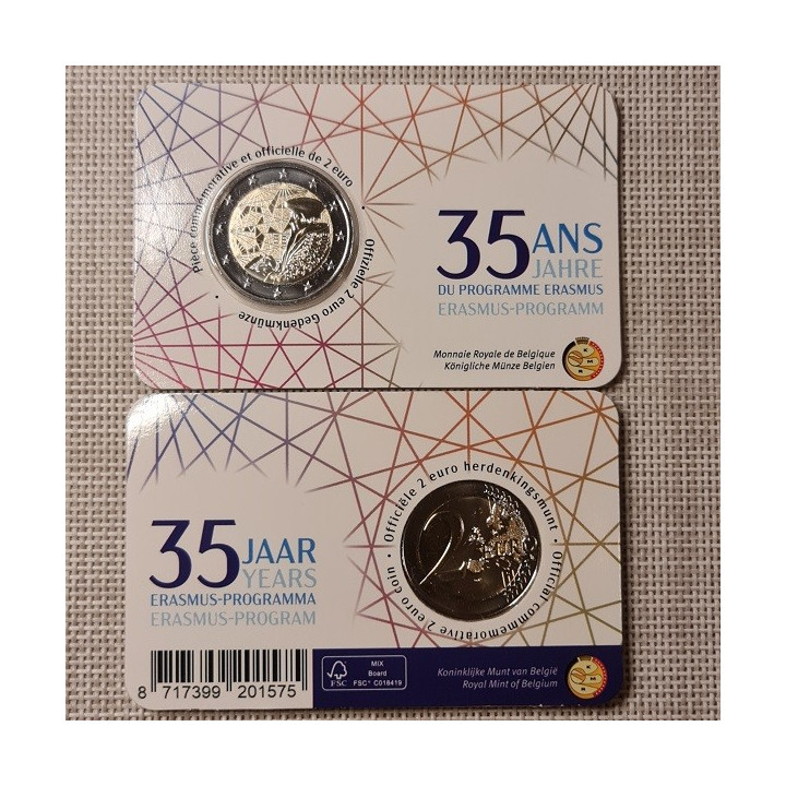 Belgium 2 Euro 2022 "Erasmus" BU (French, Coin Card)