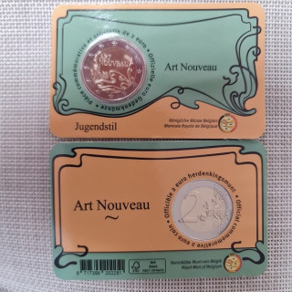 Belgium 2 Euro 2023 "Art Nouveau" BU (French, Coin Card)