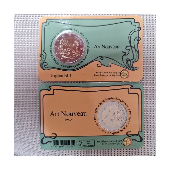 Belgium 2 Euro 2023 "Art Nouveau" BU (French, Coin Card)