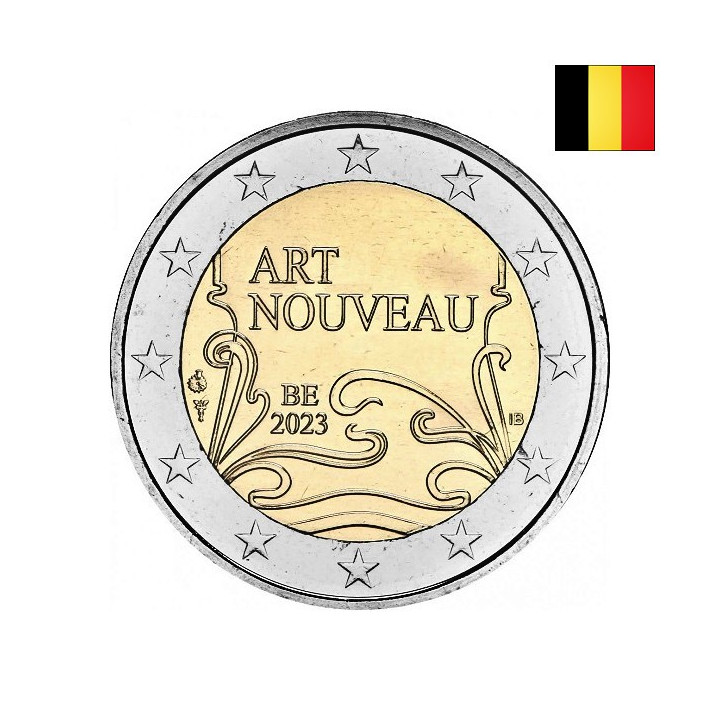 Belgium 2 Euro 2023 "Art Nouveau" BU (French, Coin Card)