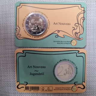 Belgium 2 Euro 2023 "Art Nouveau" BU (Dutch, Coin Card)