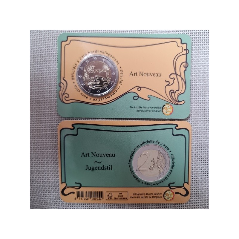 Belgium 2 Euro 2023 "Art Nouveau" BU (Dutch, Coin Card)