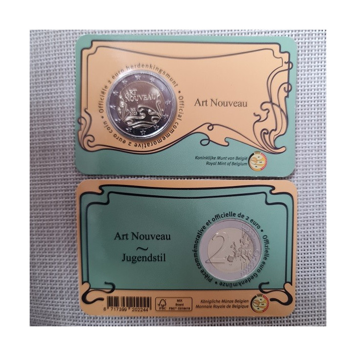 Belgium 2 Euro 2023 "Art Nouveau" BU (Dutch, Coin Card)
