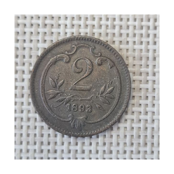 Austria 2 Hellers 1893 KM-2801 VF