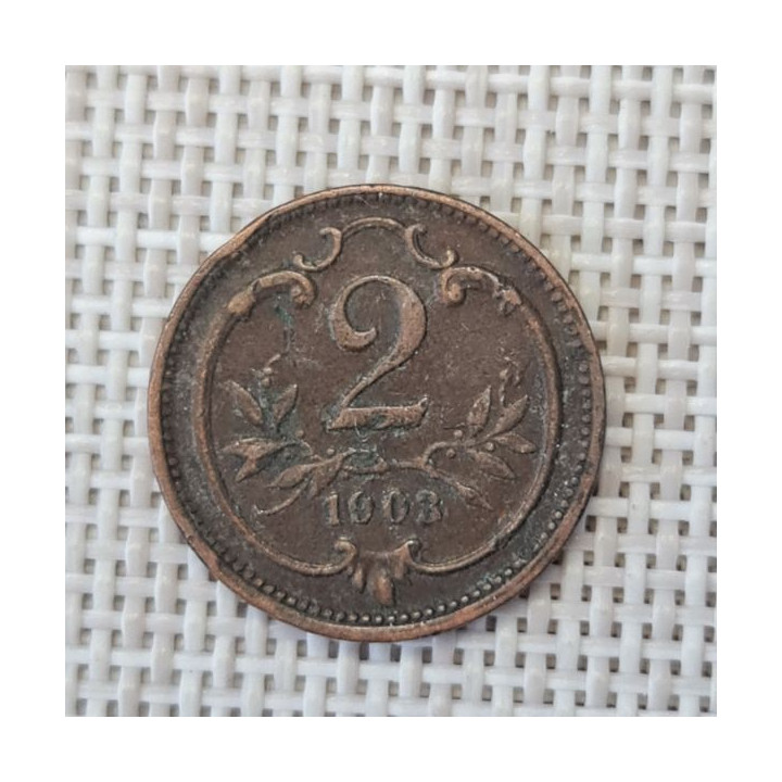Austria 2 Hellers 1903 KM-2801 VF