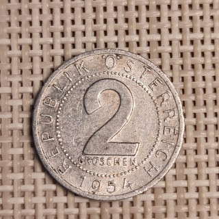 Austria 2 Groschen 1954 KM-2876 VF
