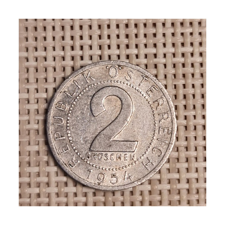 Austria 2 Groschen 1954 KM-2876 VF
