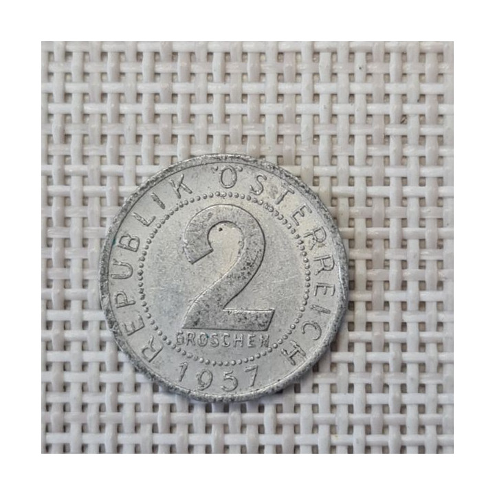 Austria 2 Groschen 1957 KM-2876 VF