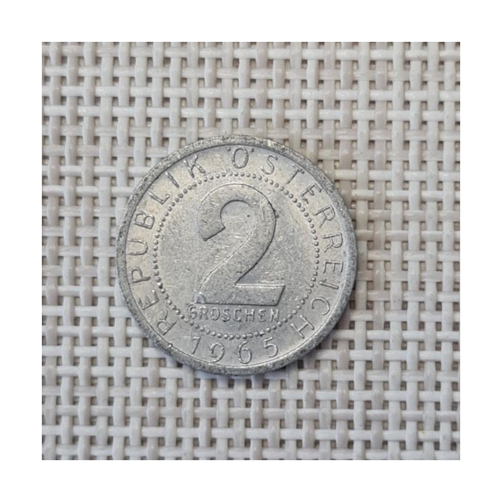 Austria 2 Groschen 1965 KM-2876 VF