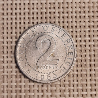 Austria 2 Groschen 1966 KM-2876 VF
