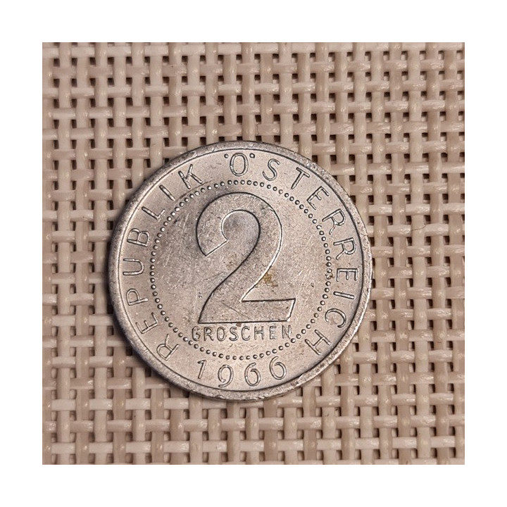 Austria 2 Groschen 1966 KM-2876 VF