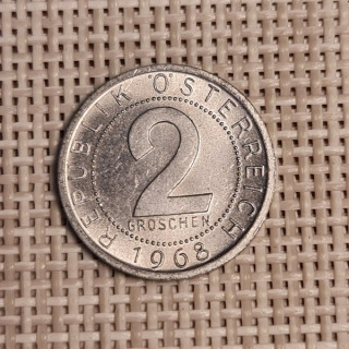 Austria 2 Groschen 1968 KM-2876 VF
