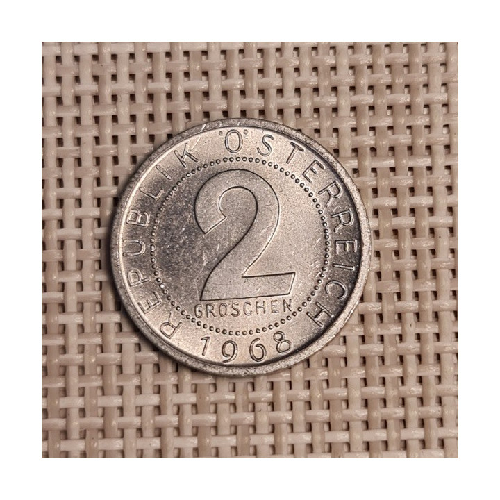 Austria 2 Groschen 1968 KM-2876 VF