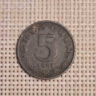 Austria 5 Groschen 1948 KM-2875 VF