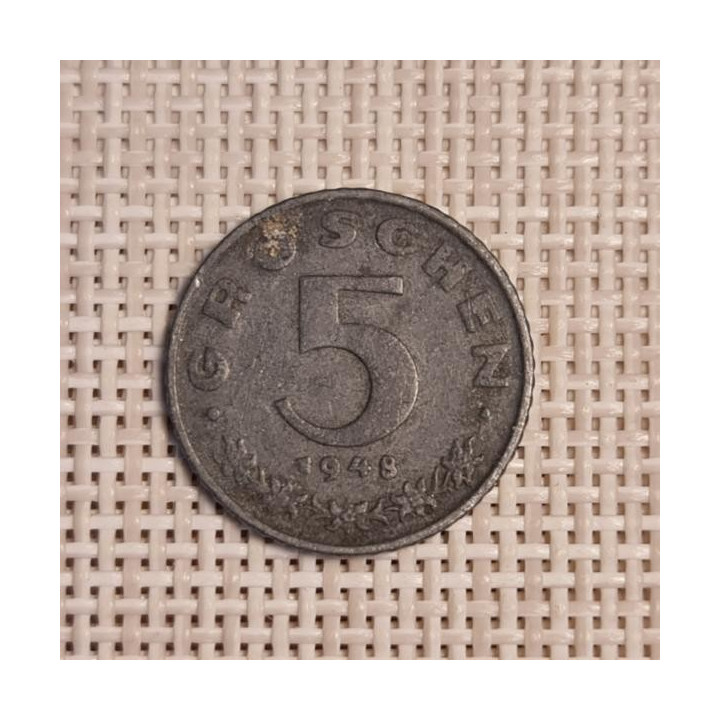 Austria 5 Groschen 1948 KM-2875 VF
