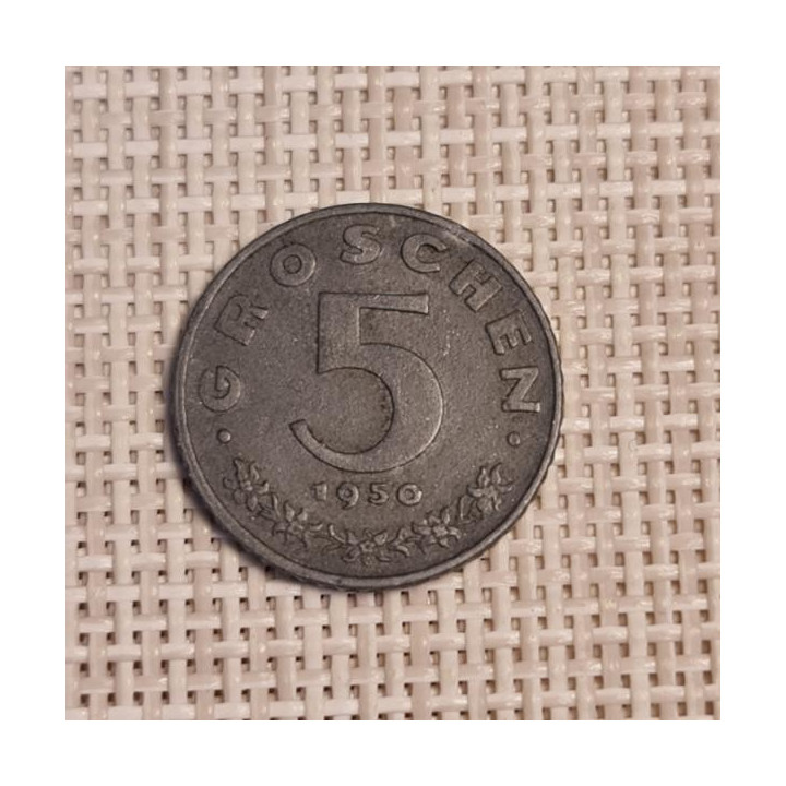 Austria 5 Groschen 1950 KM-2875 VF