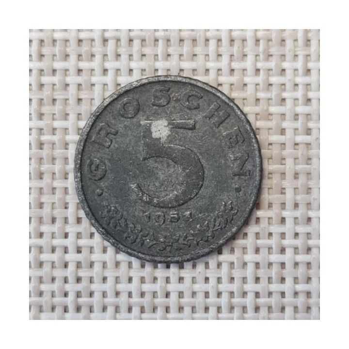 Austria 5 Groschen 1951 KM-2875 VF