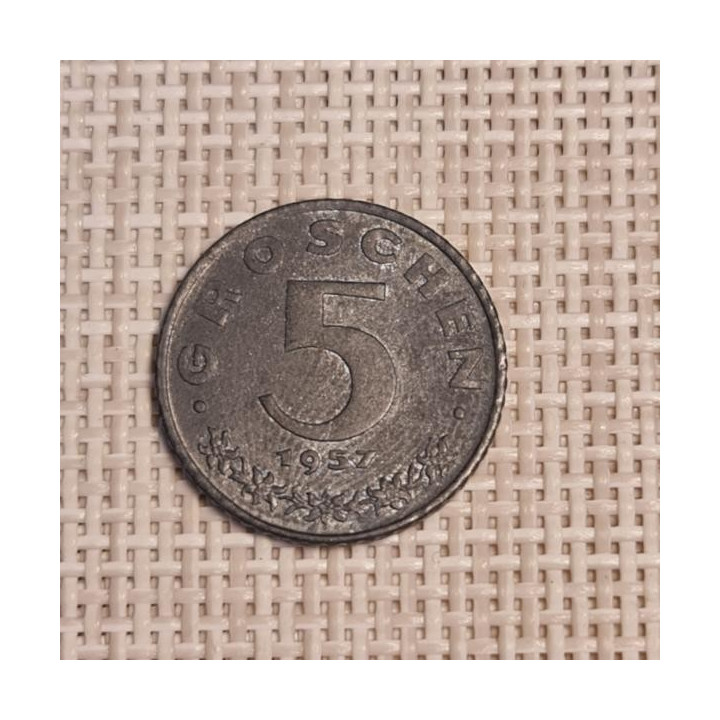 Austria 5 Groschen 1957 KM-2875 VF