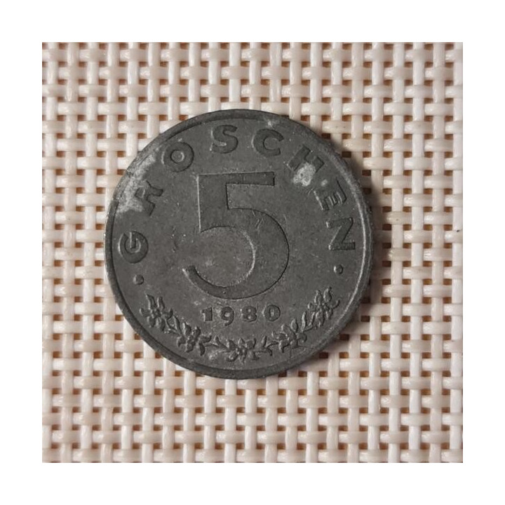 Austria 5 Groschen 1980 KM-2875 VF