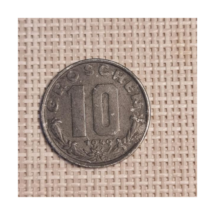 Austria 10 Groschen 1949 KM-2874 VF
