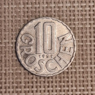Austria 10 Groschen 1951 KM-2878 VF