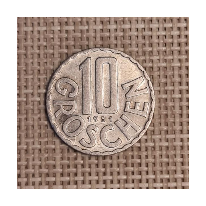 Austria 10 Groschen 1951 KM-2878 VF