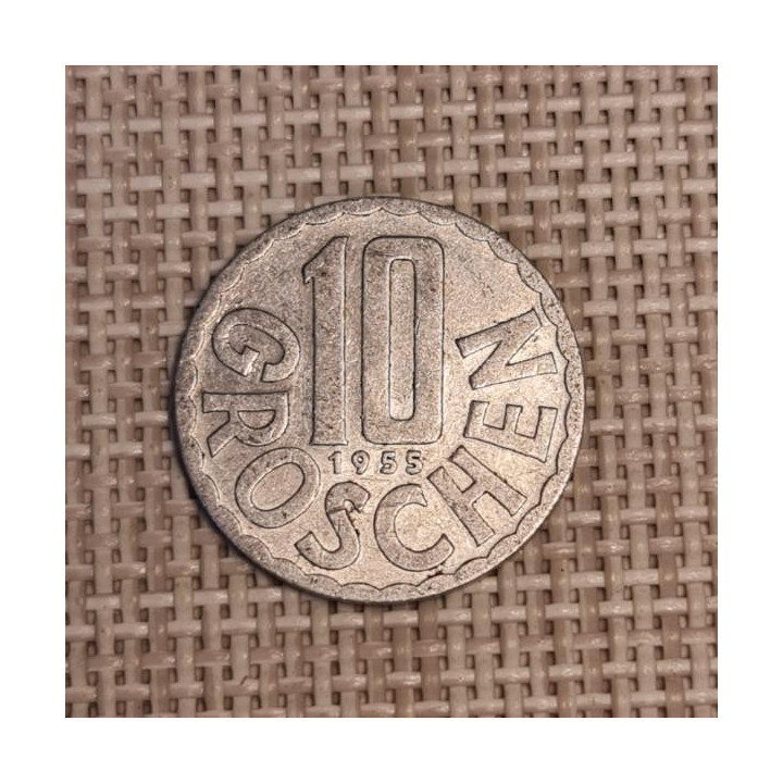 Austria 10 Groschen 1955 KM-2878 VF
