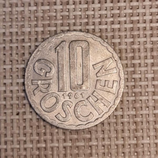 Austria 10 Groschen 1961 KM-2878 VF