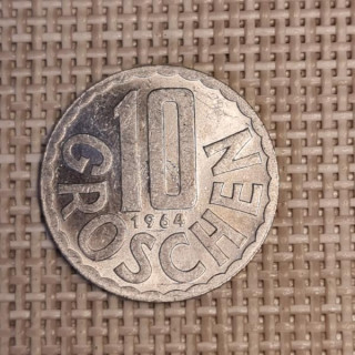 Austria 10 Groschen 1964 KM-2878 VF
