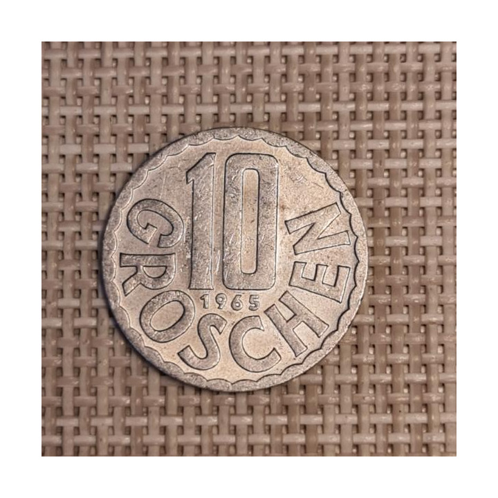 Austria 10 Groschen 1965 KM-2878 VF