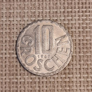 Austria 10 Groschen 1967 KM-2878 VF