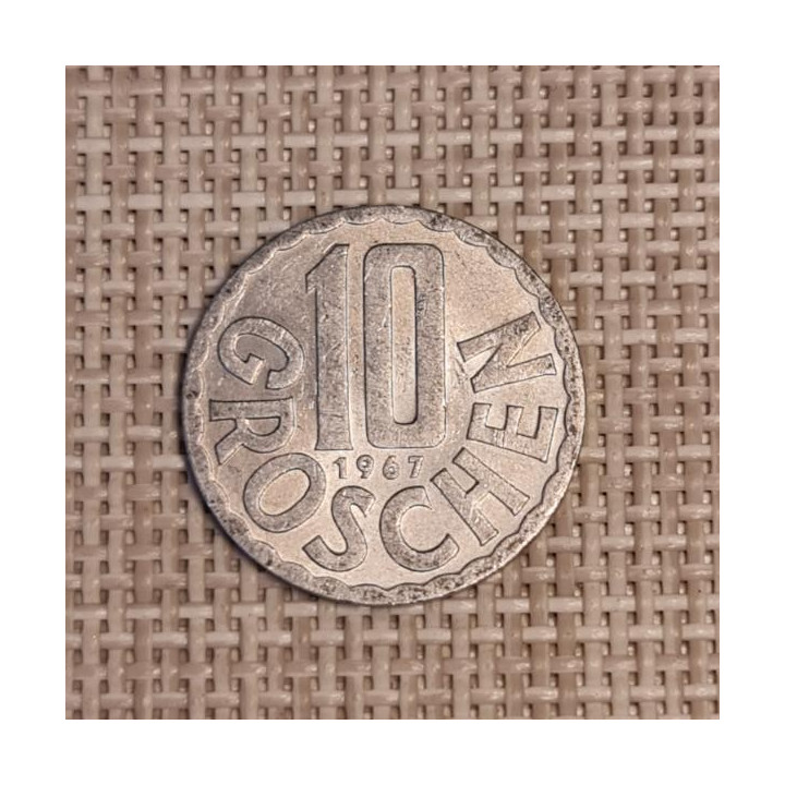 Austria 10 Groschen 1967 KM-2878 VF