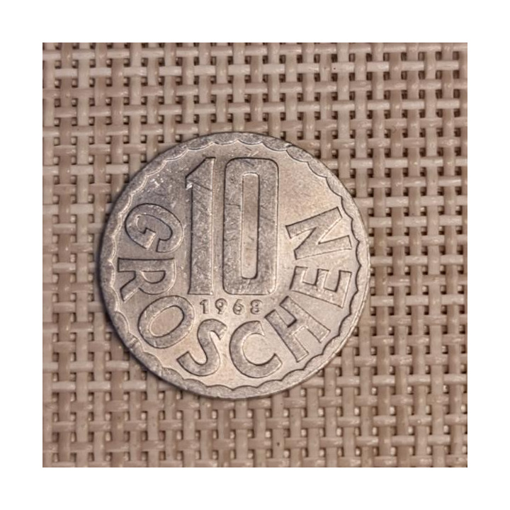 Austria 10 Groschen 1968 KM-2878 VF