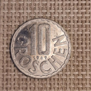 Austria 10 Groschen 1969 KM-2878 VF