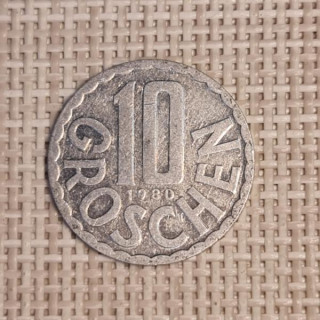 Austria 10 Groschen 1980 KM-2878 VF