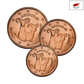 Cyprus 1, 2, 5 Euro Cents 2014 UNC