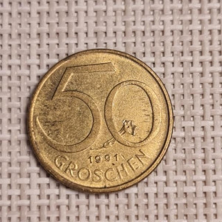 Austria 50 Groschen 1991 KM-2885 VF