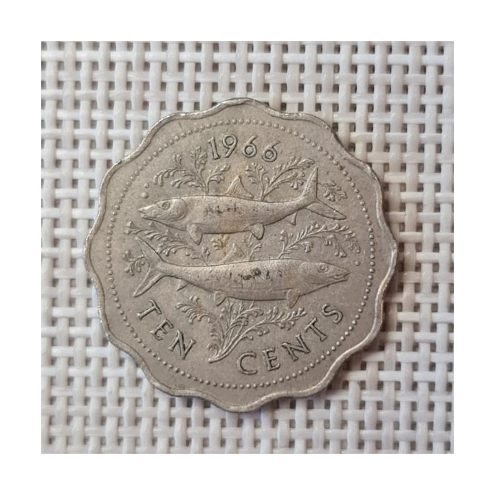 Bahamas 10 Cents 1966 KM-4 VF