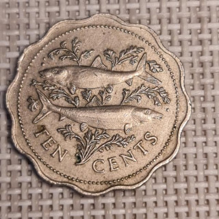 Bahamas 10 Cents 1975 KM-61 VF