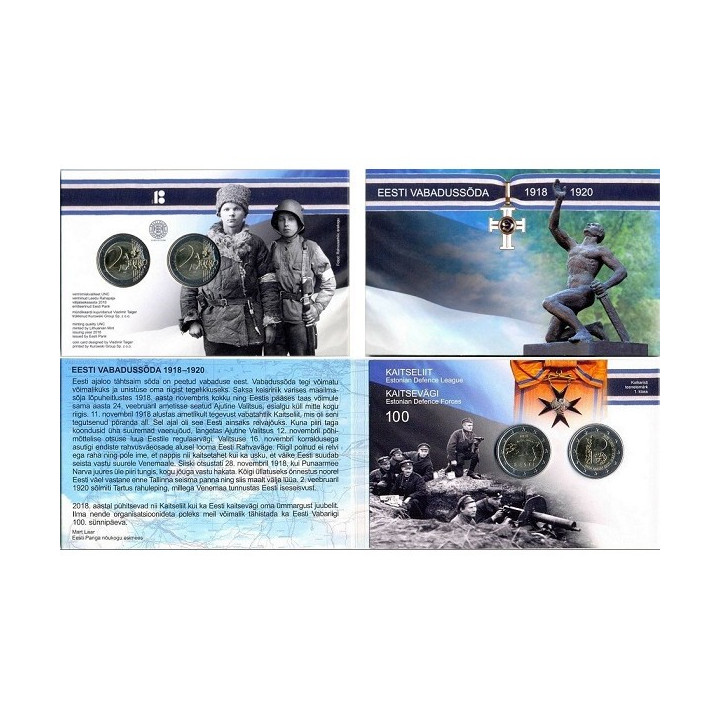 Estonia 2 x 2 Euro 2018 "Independence" UNC (Coin Card)