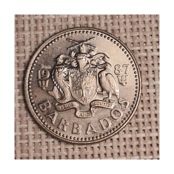 Barbados 25 Cents 1987 KM-13 VF