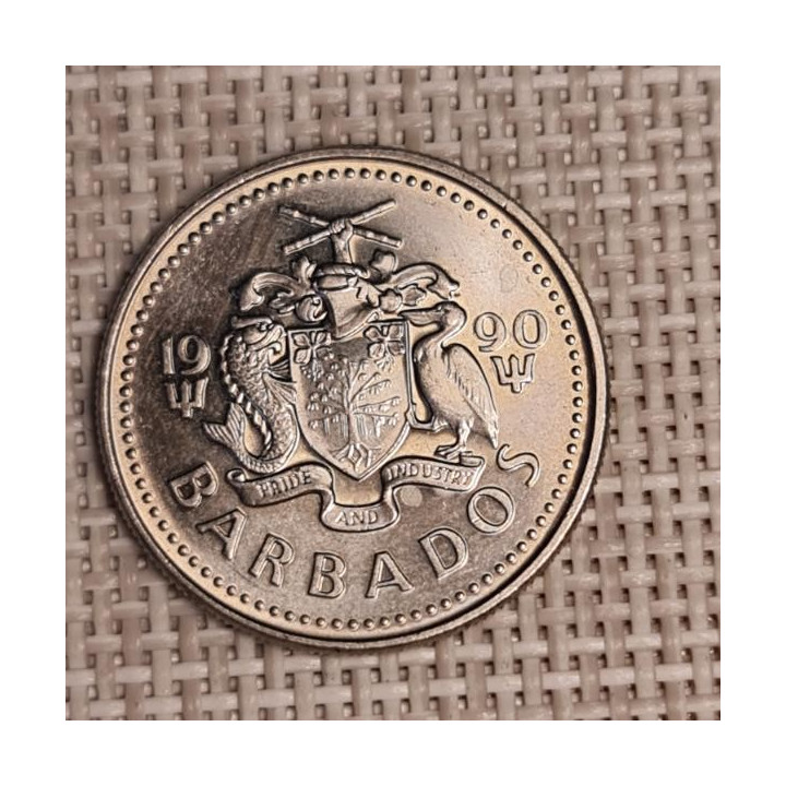 Barbados 25 Cents 1990 KM-13 VF