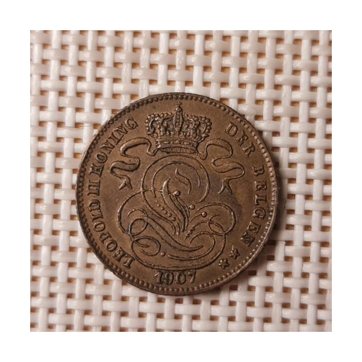 Belgium 1 Centime 1907 KM-33 VF