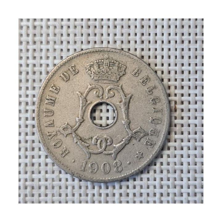 Belgium 25 Centimes 1908 KM-62 VF