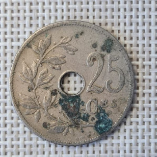 Belgium 25 Centimes 1908 KM-62 VF