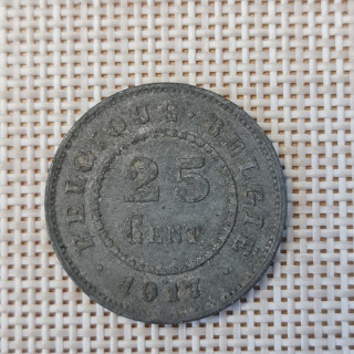 Belgium 25 Centimes 1917 KM-82 VF