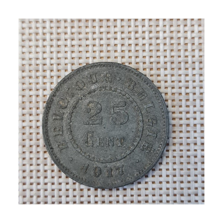 Belgium 25 Centimes 1917 KM-82 VF